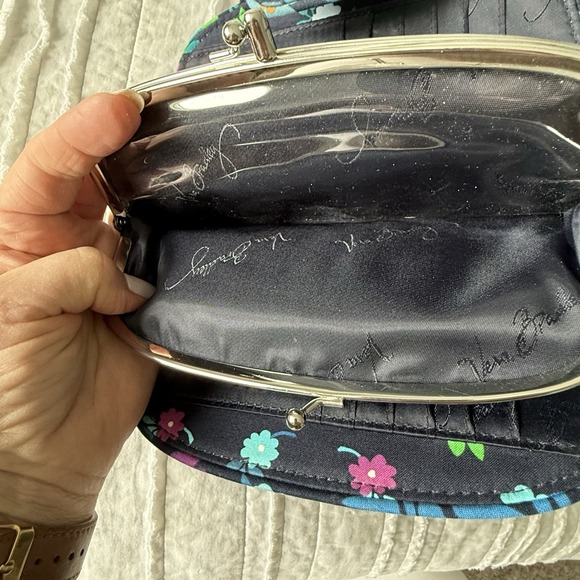 Vera Bradley Midnight Blues Purse Tote W/ Wallet Floral Granny Dark Romantic - Picture 6 of 12